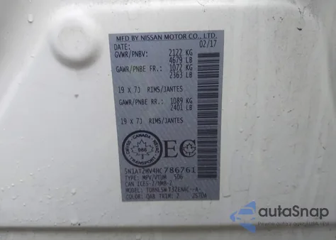 2017 Nissan Rogue S/Sl/Sv from USA, damaged, VIN 5N1AT2MV4HC786761